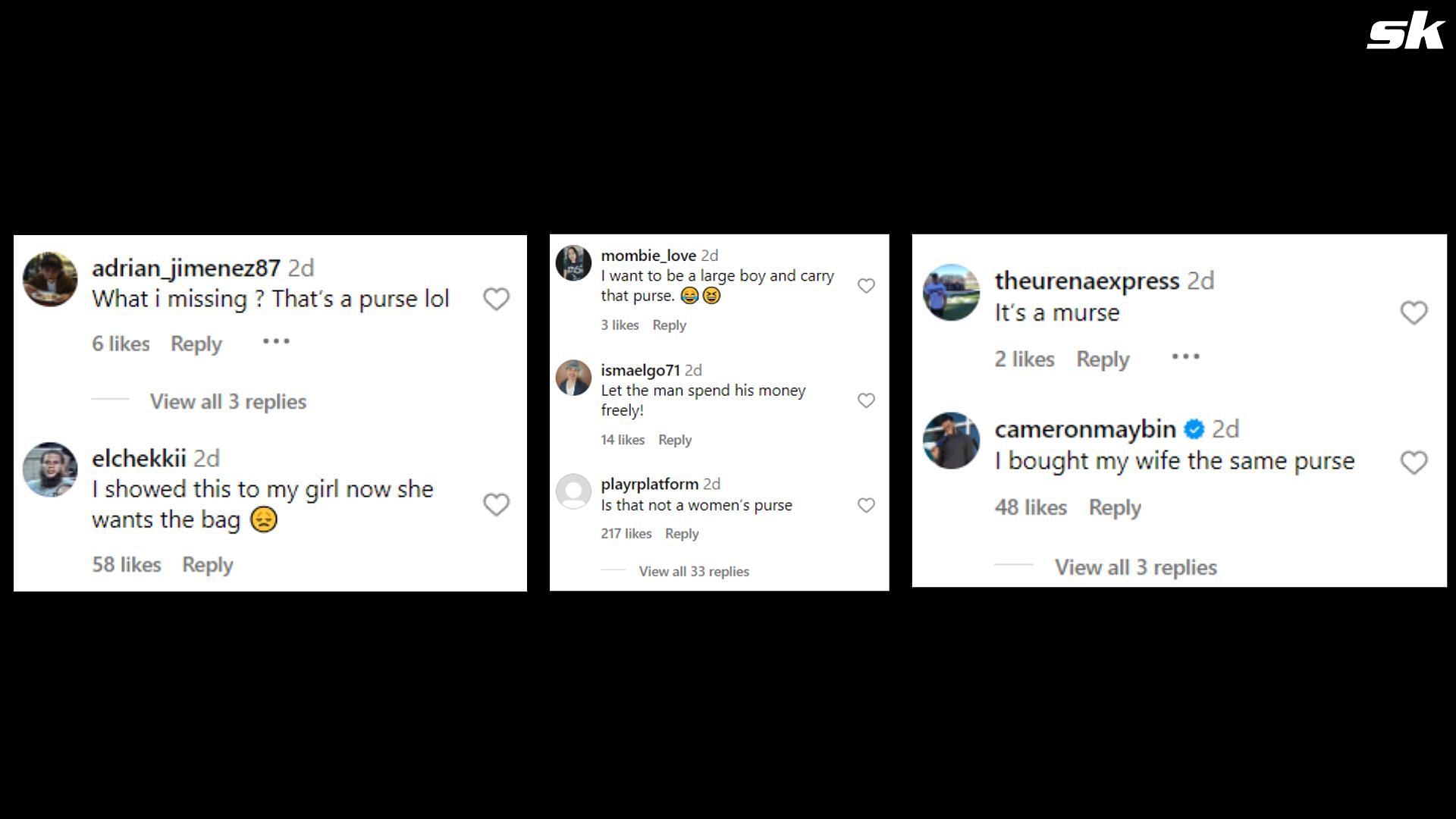 Screenshot of fan reactions from mlb.fits post on Instagram