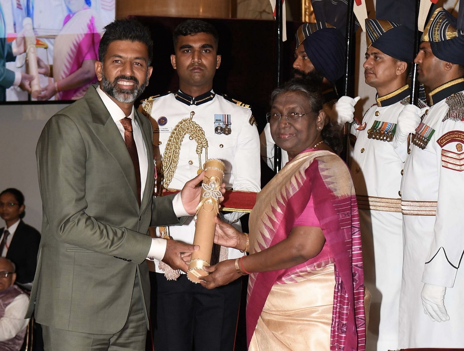 Rohan Bopanna receives Padma Shri award. (Credit: President of India/X)