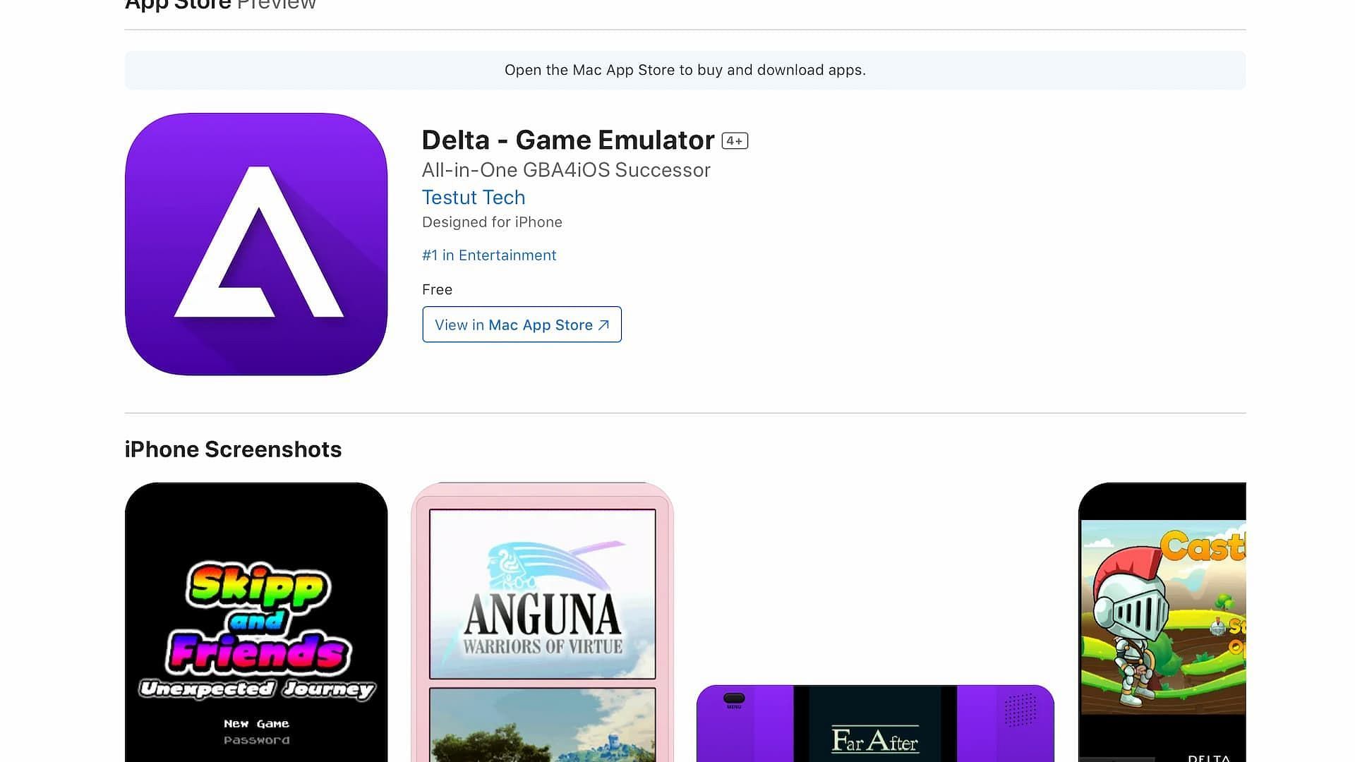 The Delta emulator was finally released (Image via Apple)