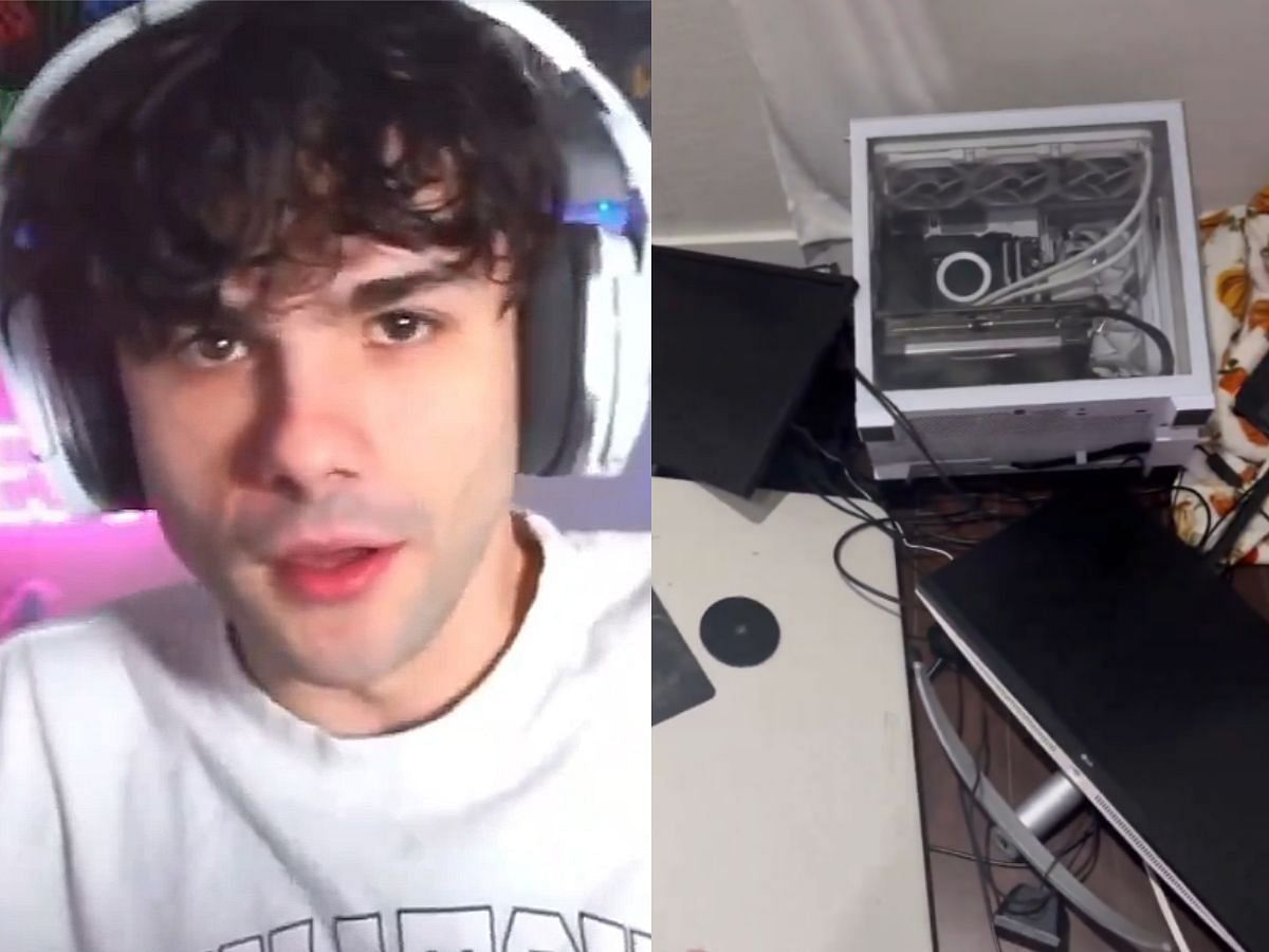 Cheesur shares footage of his PC set-up being destroyed (Image via Kick/Cheesur and X/Cheesur)