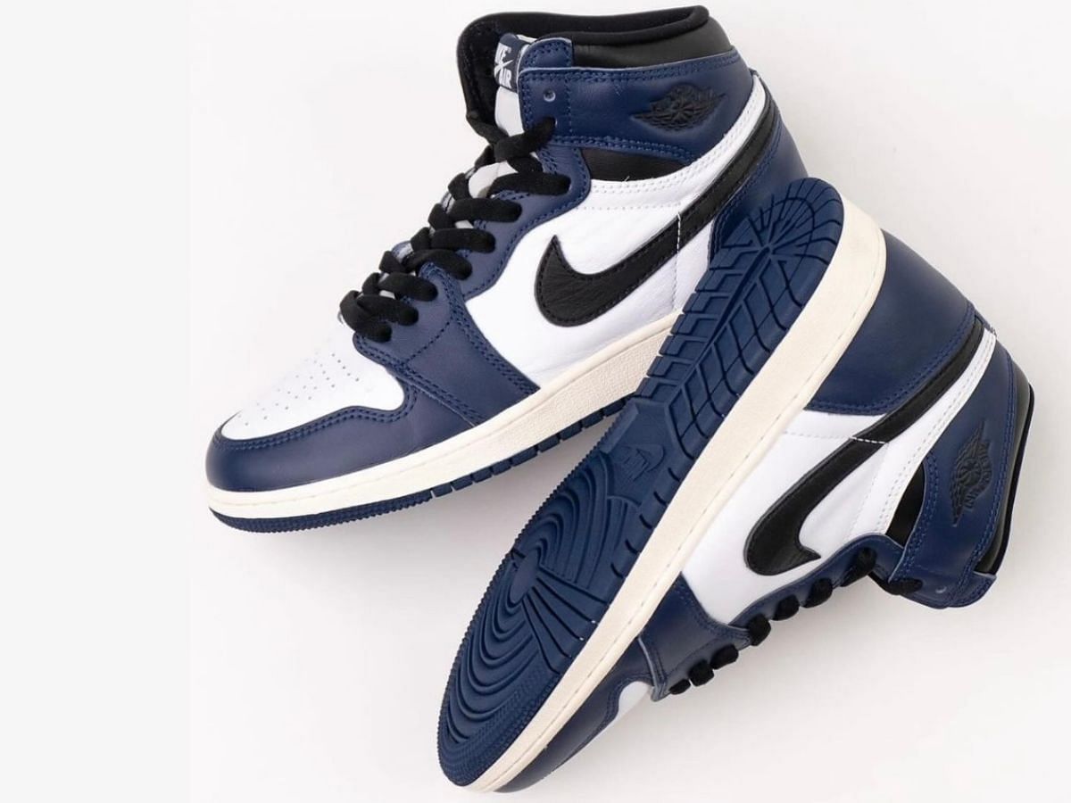 Here&#039;s another look at the upcoming Air Jordan 1 High Midnight Navy sneakers (Image via Instagram/@zsneakerheadz)