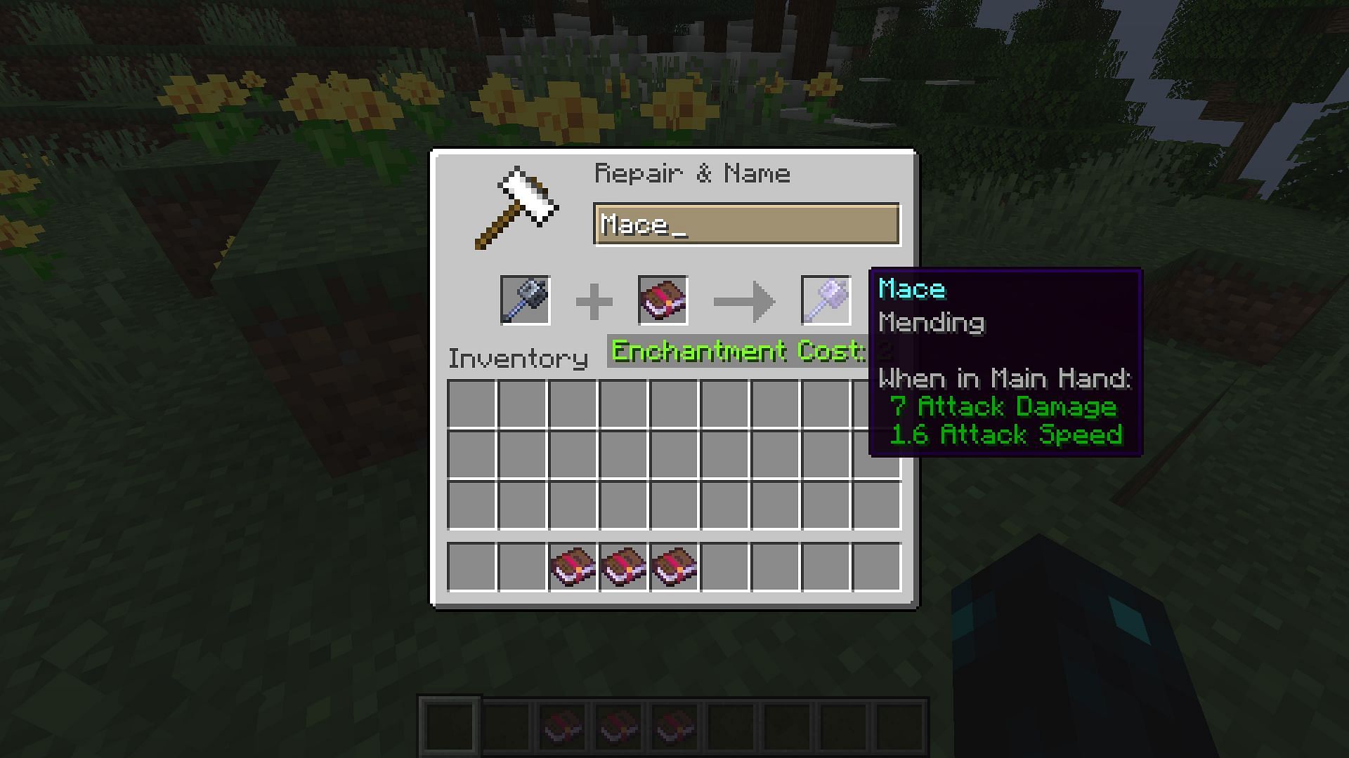 Mending enchantment on mace (Image via Mojang Studios)