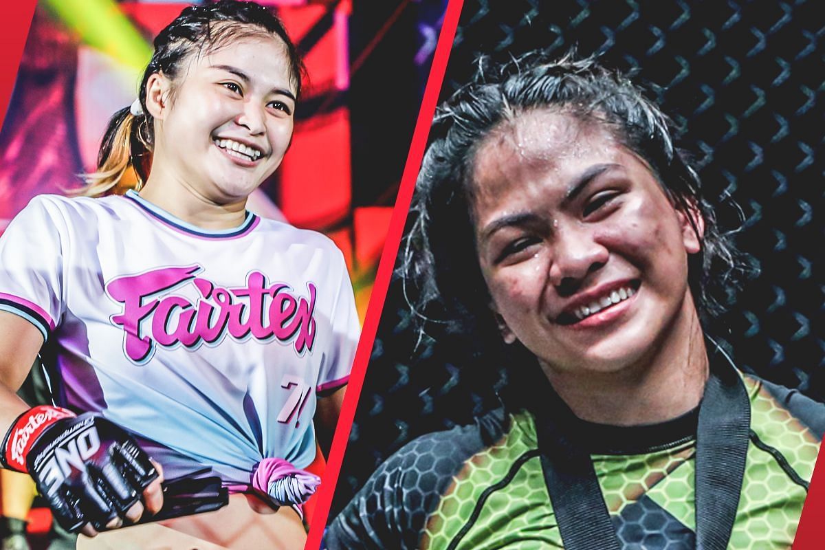 Stamp Fairtex (L) is okay with throwing down against close friend Denice Zamboanga (R)