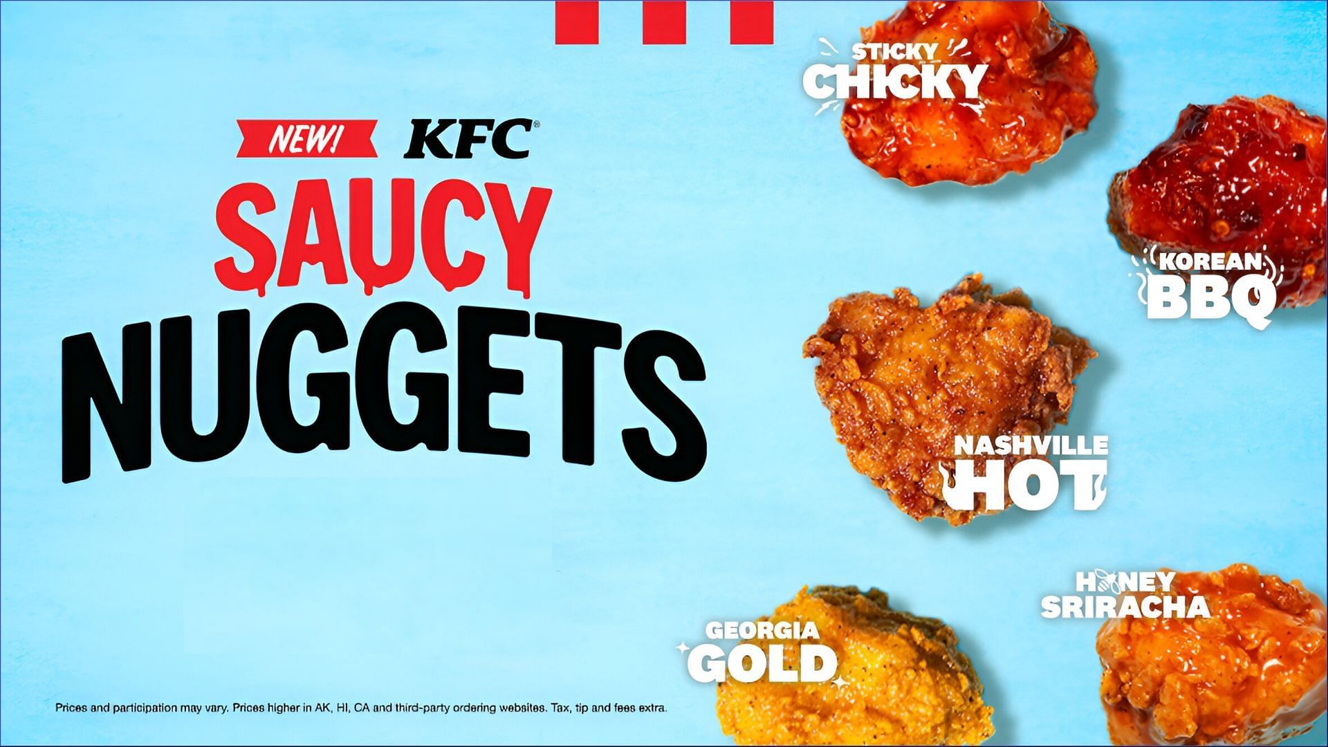 KFC introduces five saucy flavors of hand-breaded chicken nuggets (Image via Yum Brands / KFC)