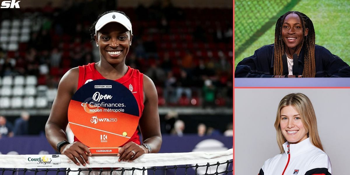 Sloane Stephens (L), Coco Gauff (upper-right) and Eugenie Bouchard (down-right)