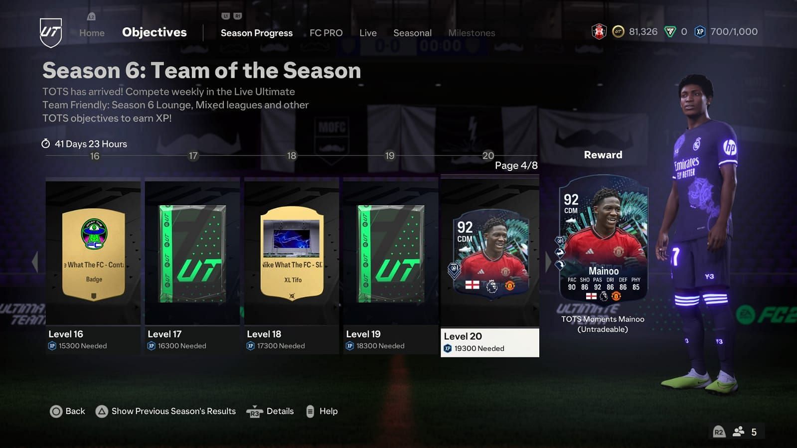 Mainoo has received his first special card in EA FC 24 Season 6 Team of the Season (Image via EA Sports)