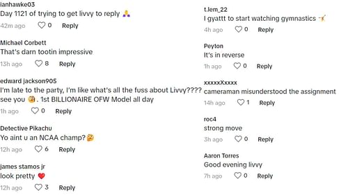 More comments on Olivia Dunne's TikTok post