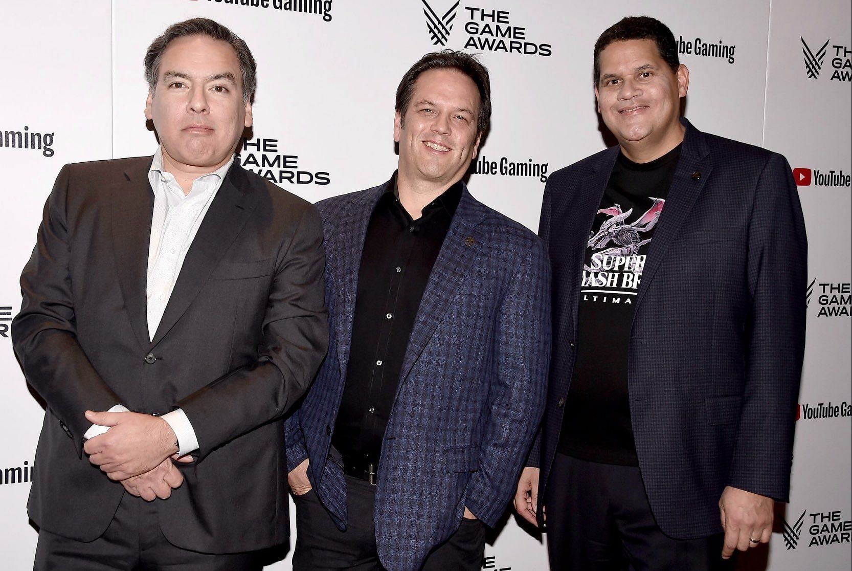 Shawn Layden, Phil Spencer, and Reggie Fils-Aime at the Game Awards (Image via Nintendo)