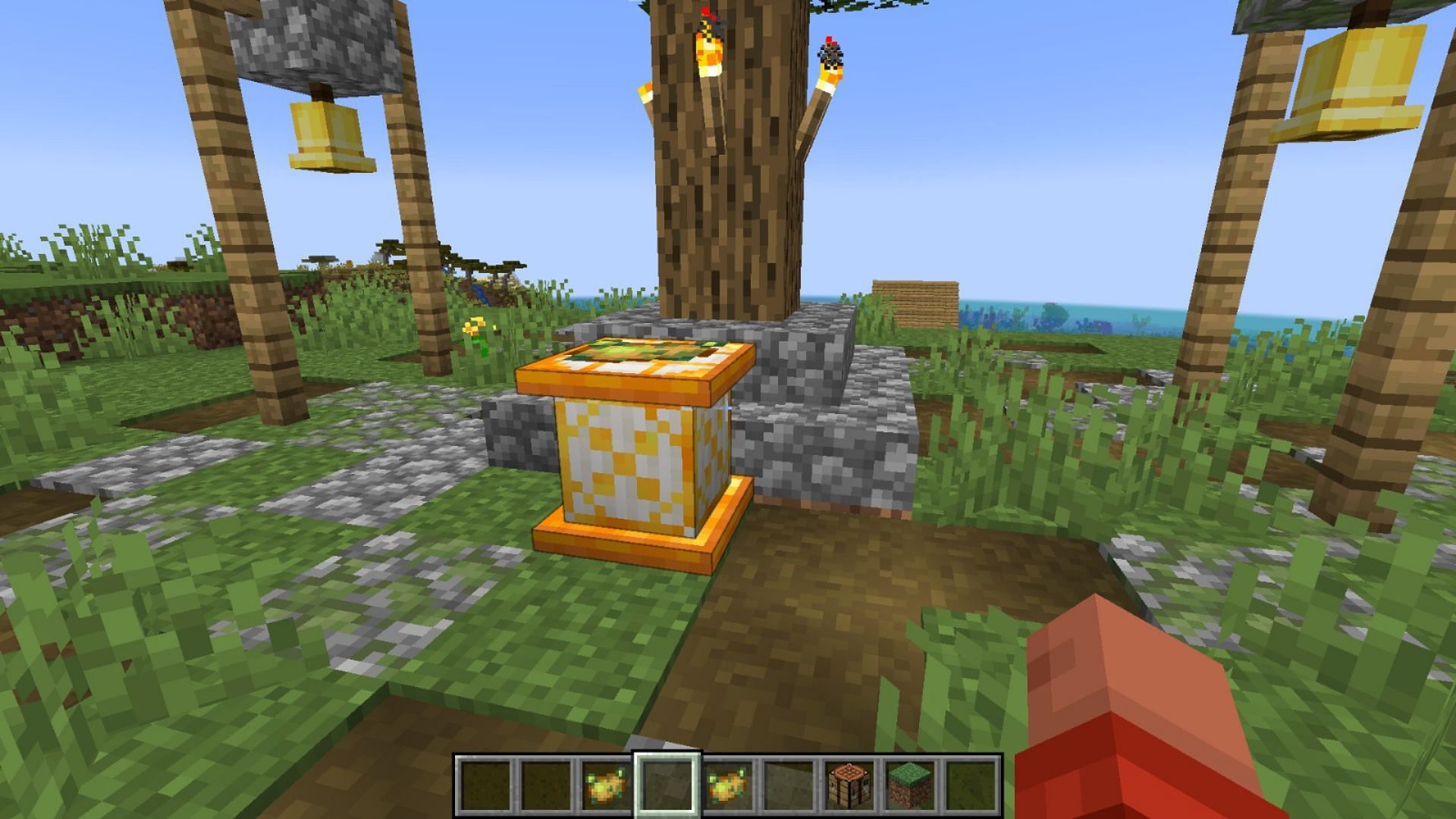 The pedestal can be found in villages (Image via Mojang Studios)