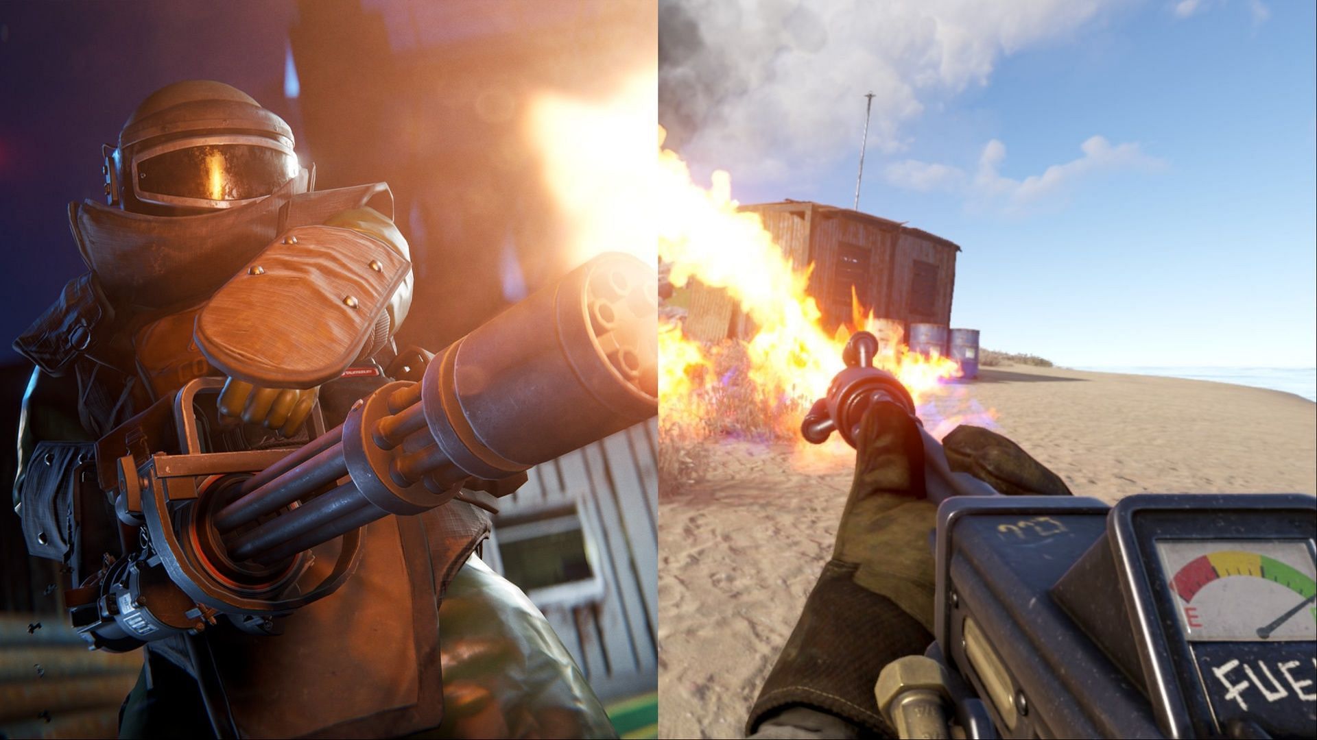 Rust Minigun and Military Flamethrower