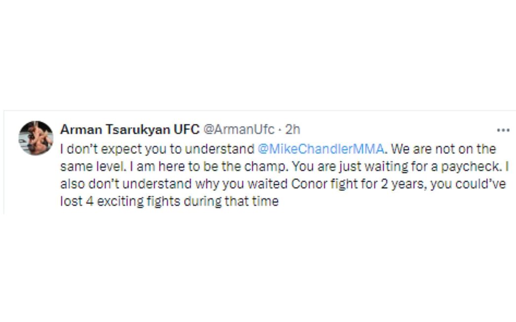 Michael Chandler: Arman Tsarukyan questions Michael Chandler’s 