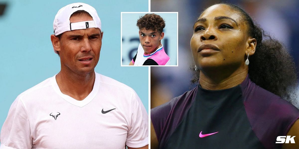 Rafael Nadal (L), Darwin Blanch (inset), and Serena Williams