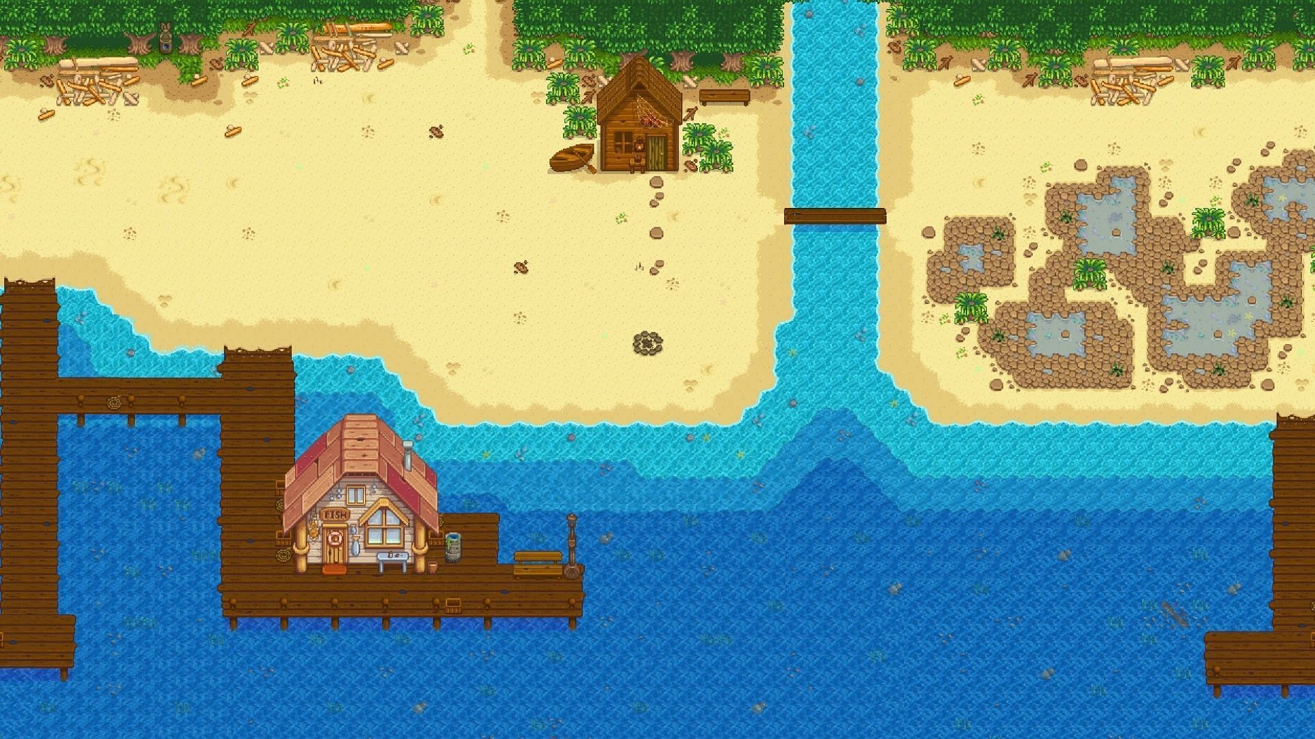 These fishes can be found on the south beach of Pelican Town during rainy days. (Image via ConcernedApe)