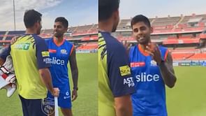 [Watch] "Jasbaati nahi, jasbaati nahi!" - Suryakumar Yadav gives valuable advice to Jitesh Sharma ahead of PBKS vs MI IPL 2024 match