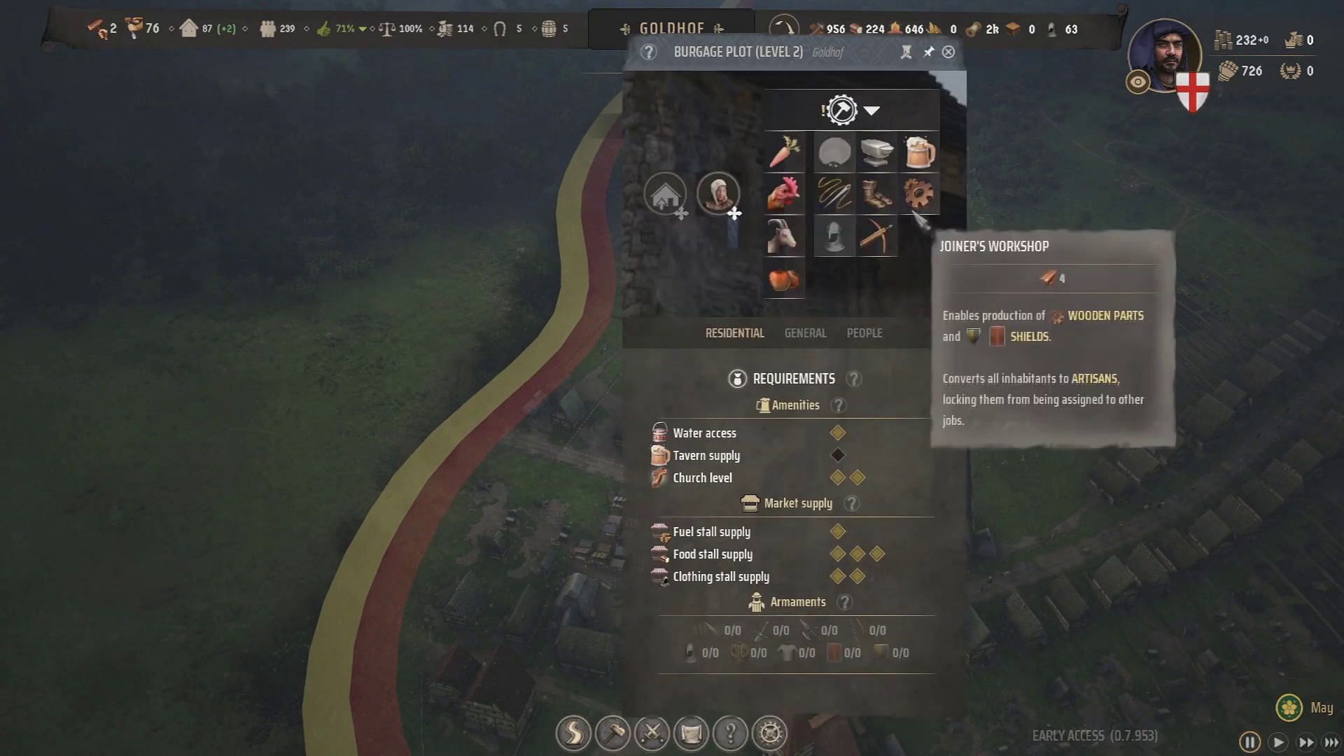 Burgage plot level 2 requirements for Ale in Manor Lords (Image via Slavic Magic || YouTube/JGM Gaming)