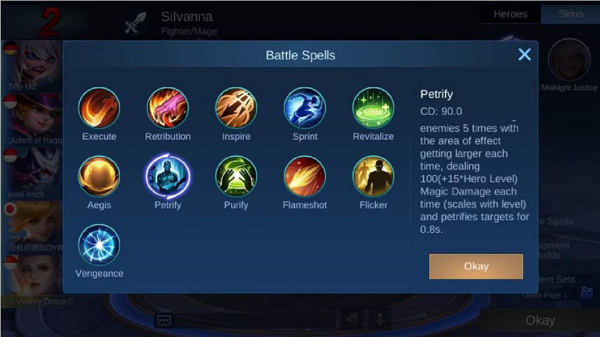 Choose the best Battle Spell for Terizla from this section (Image via Moonton Games)