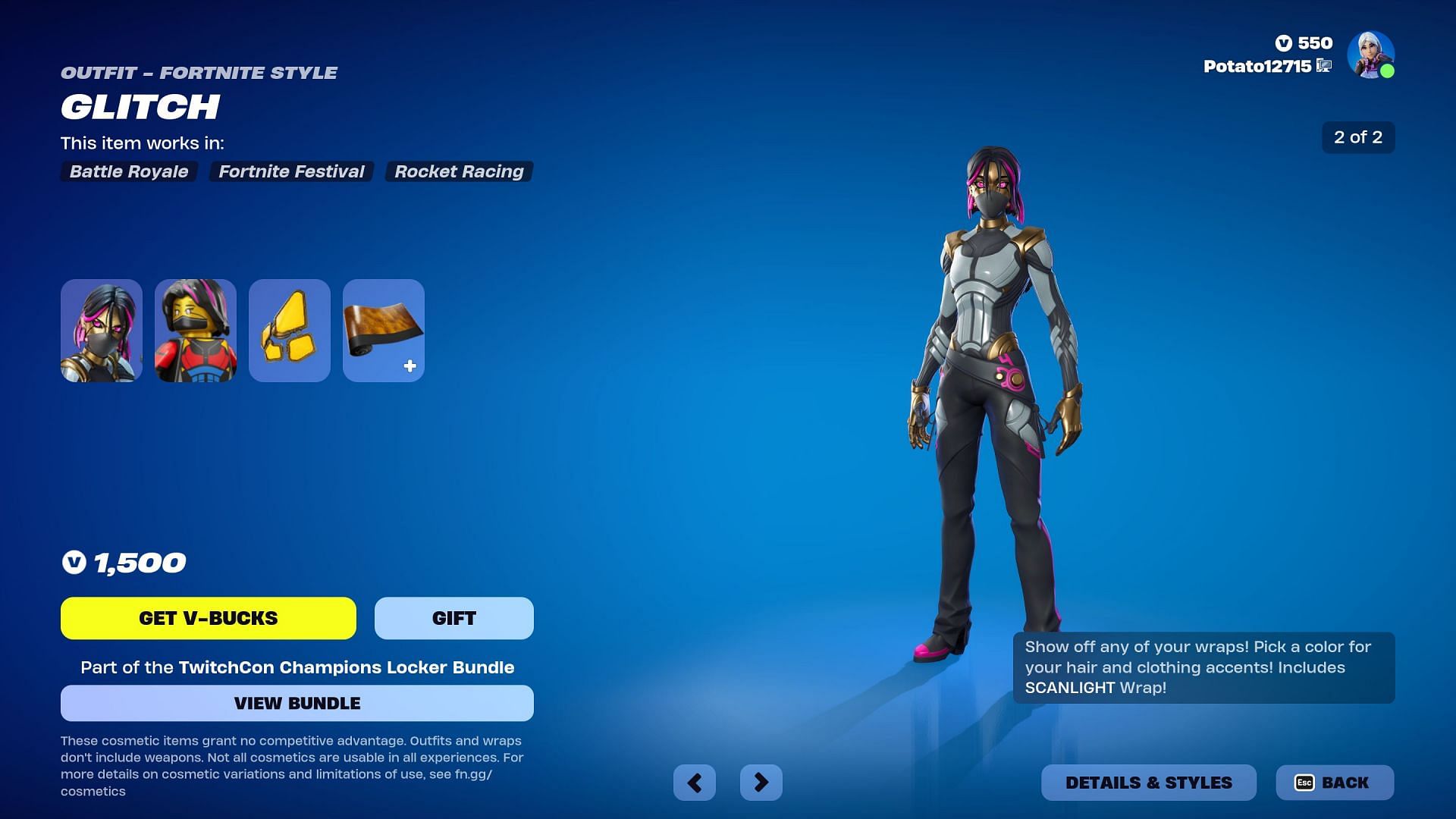 Glitch skin is currently listed in the Item Shop (Image via Epic Games)