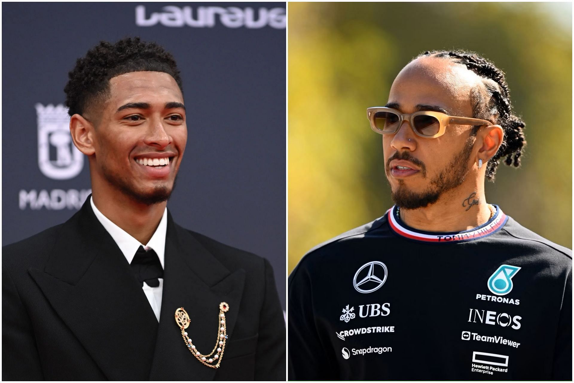 Jude Bellingham (L) and Lewis Hamilton (R) (Collage via Sportskeeda)