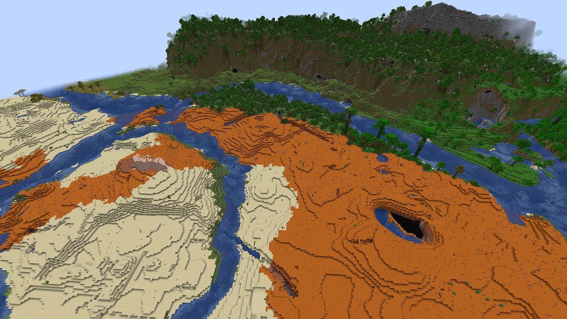 These sheer cliffs would make for an amazing hanging base (Image via Mojang)