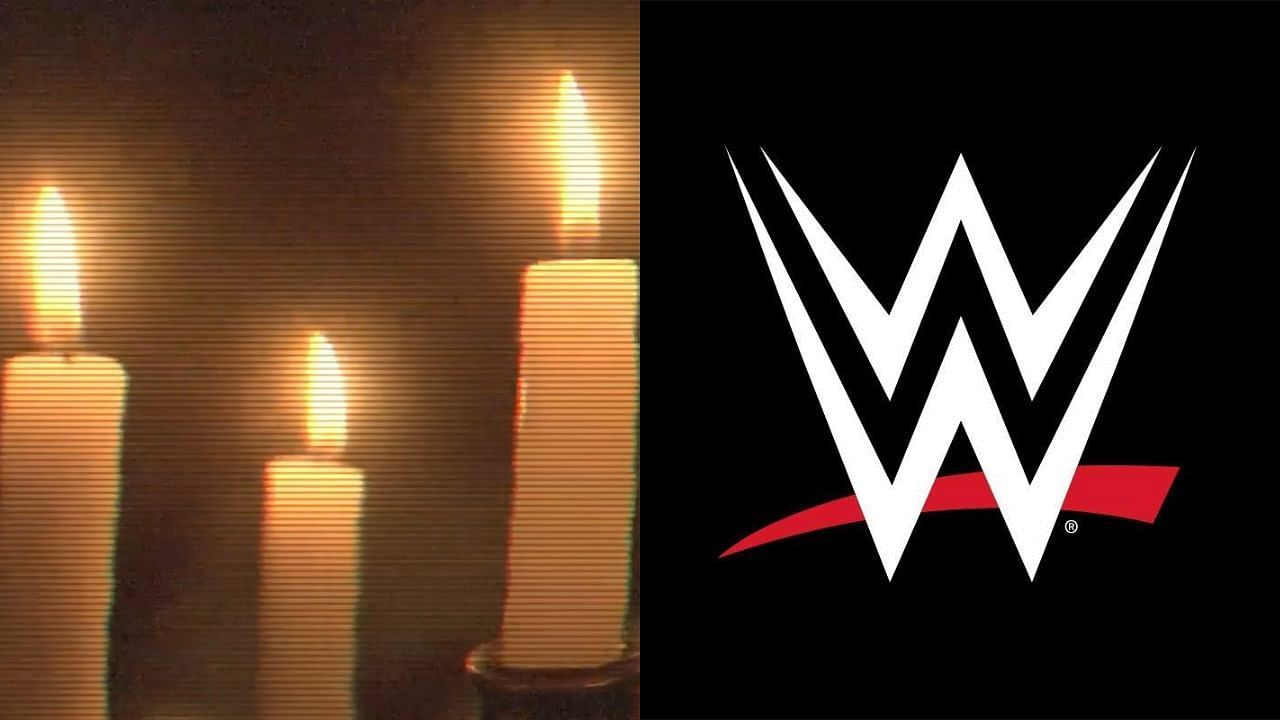 An image of candles (left) and WWE logo (right)
