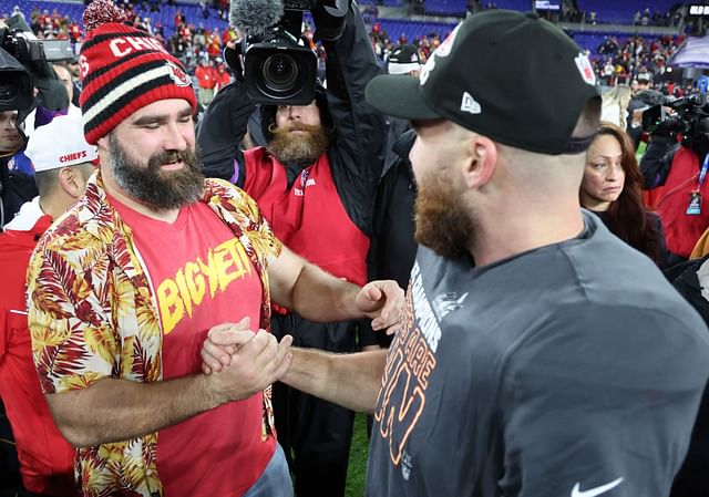 Jason and Travis Kelce during the AFC Championship: Kansas City Chiefs vs. Baltimore Ravens