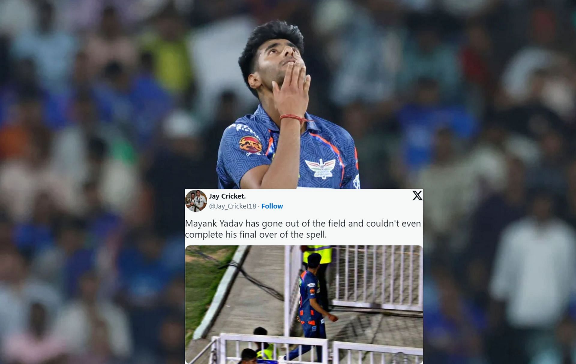 [Watch] LSG pacer Mayank Yadav dismisses Mohammad Nabi and walks off the field immediately due to fitness issue during IPL 2024 clash vs MI