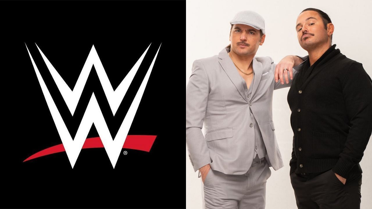 WWE logo (right) and The Elite (right)