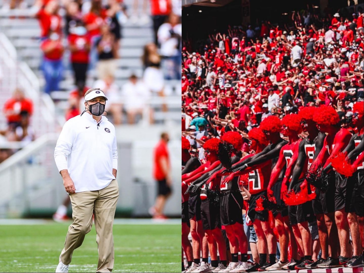 Kirby Smart and Georgia fans collage