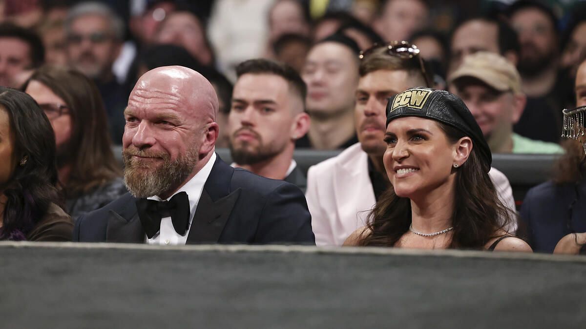 Triple H at the front row during the Hall of Fame ceremony