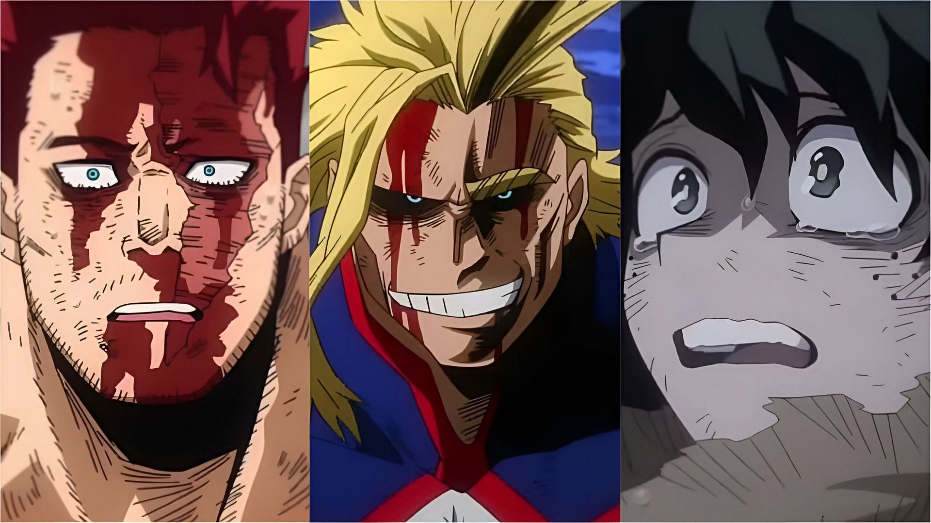 Endeavor, All Might and Deku as seen in the anime (image via Sportskeeda)