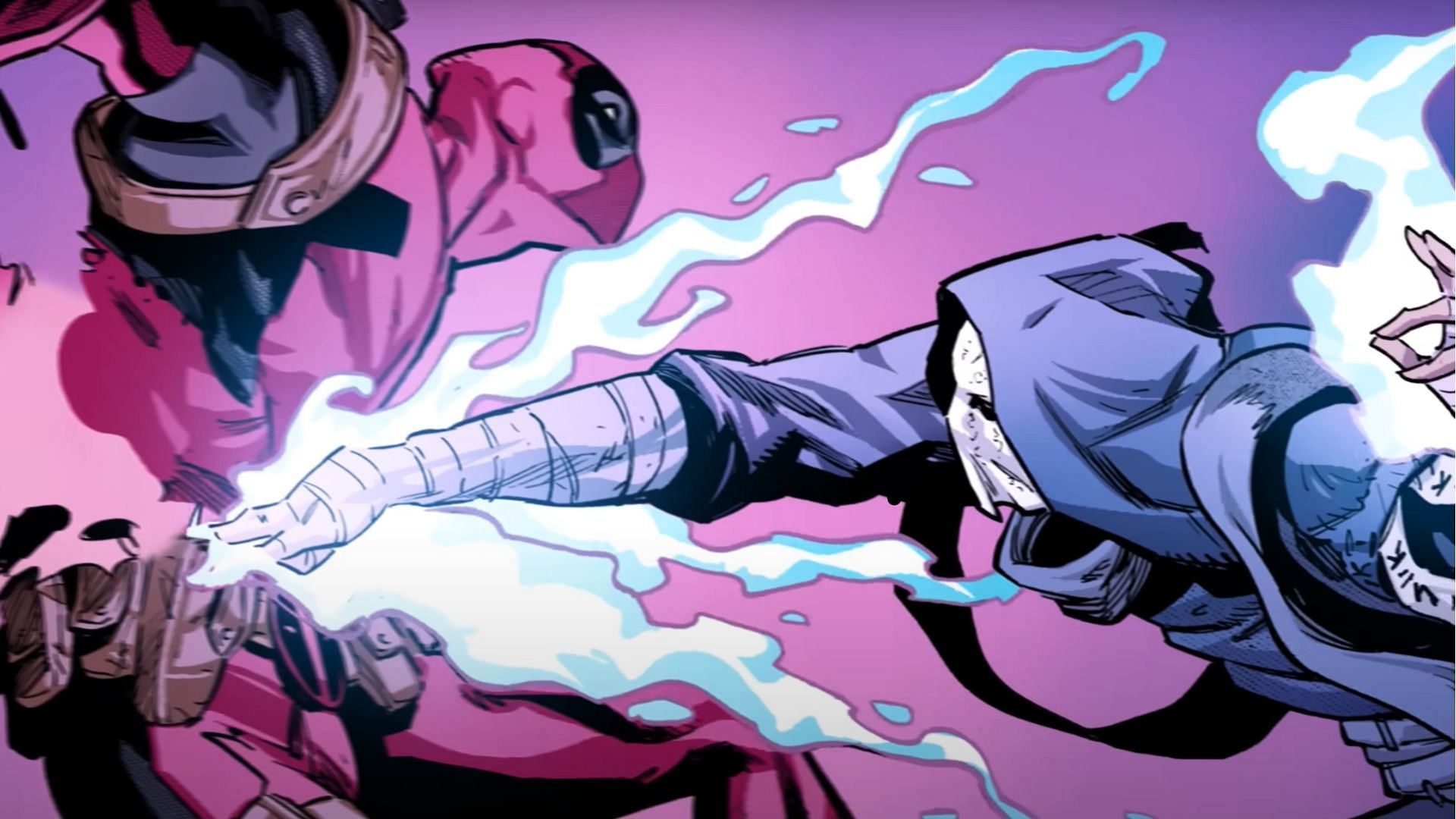 Death Grip lethally hits Wade in the stomach (Image via Marvel)