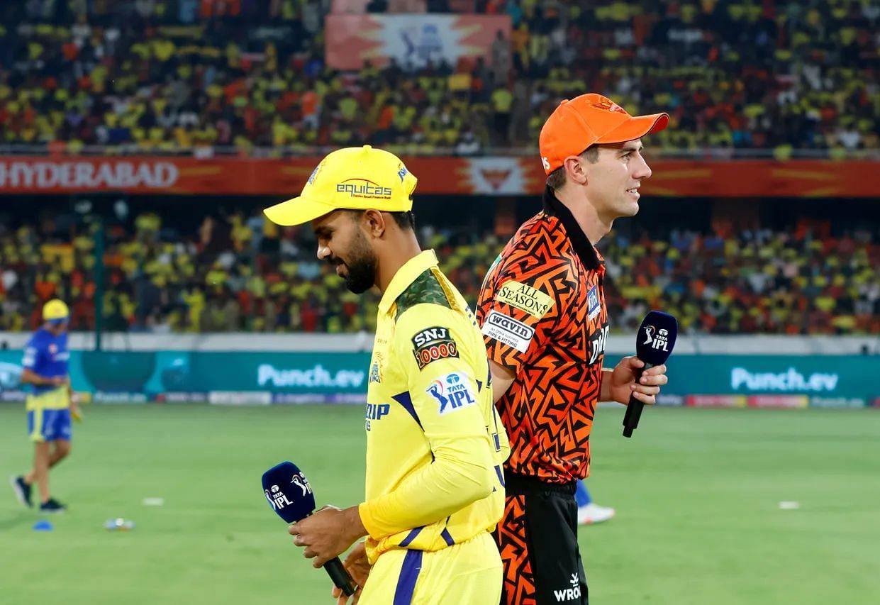 Ruturaj Gaikwad and Pat Cummins at SRH vs CSK toss