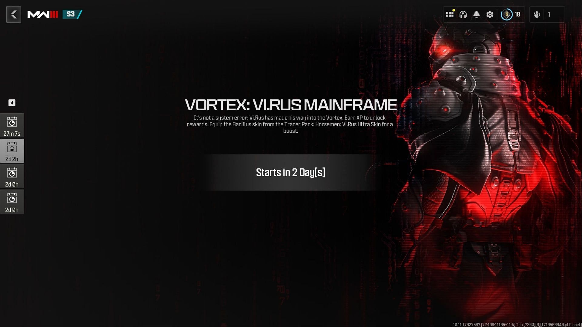 Vortex Vi.Rus Mainframe event timer (Image via Activision)