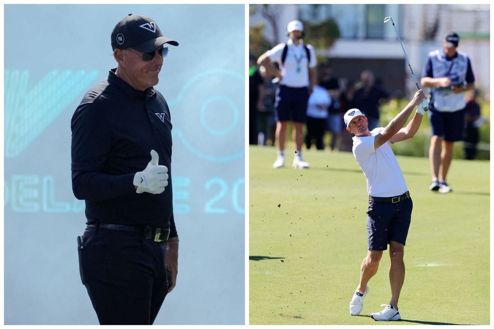 Phil Mickelson and Brendan Steele during the LIV Golf Adelaide