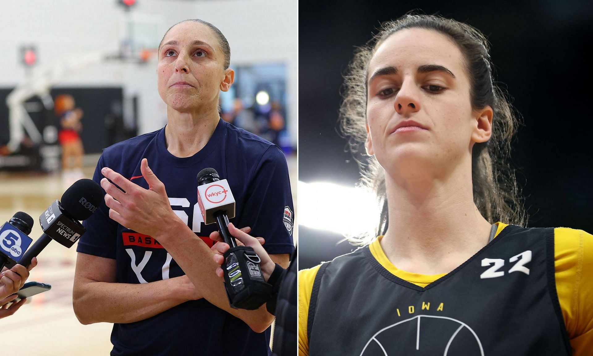 Caitlin Clark receives an early warning from Diana Taurasi as the Iowa star makes her way to the WNBA.