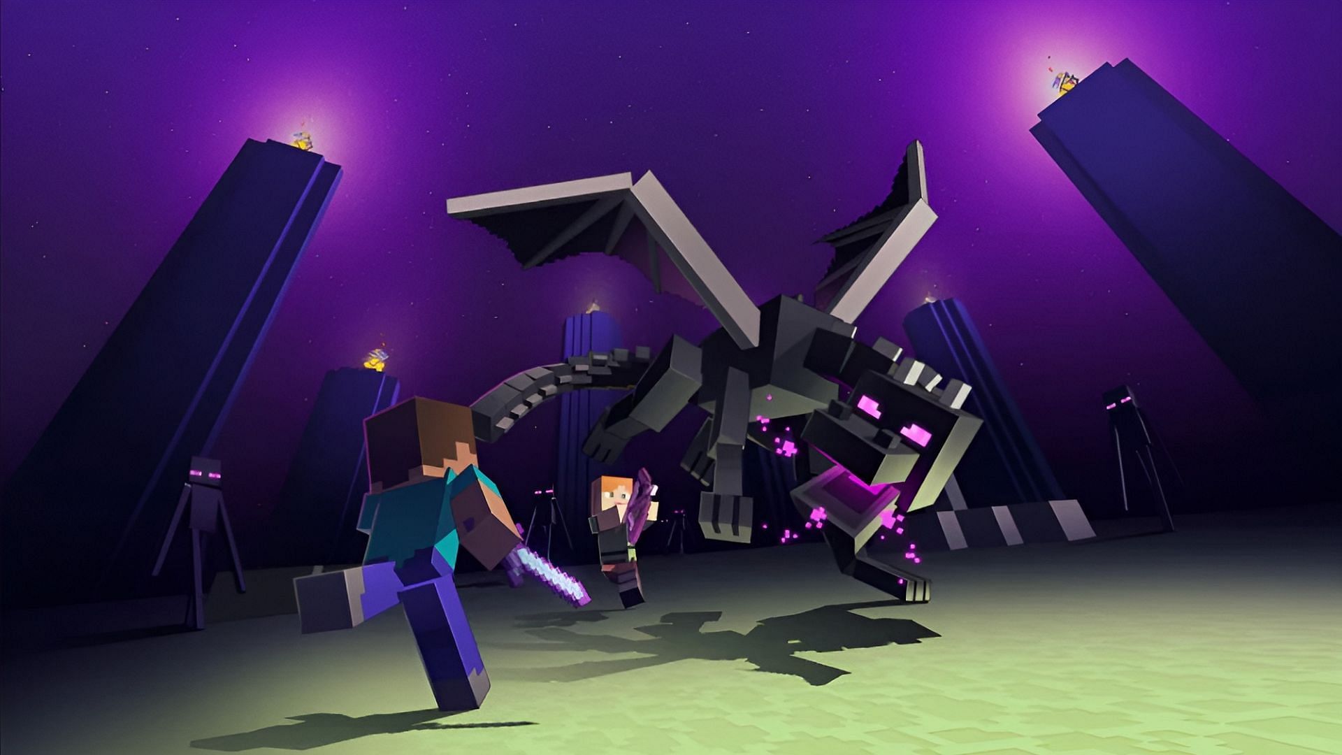 Many Minecraft survival servers still allow players to &quot;complete&quot; the story by defeating the Ender Dragon (Image via Mojang)