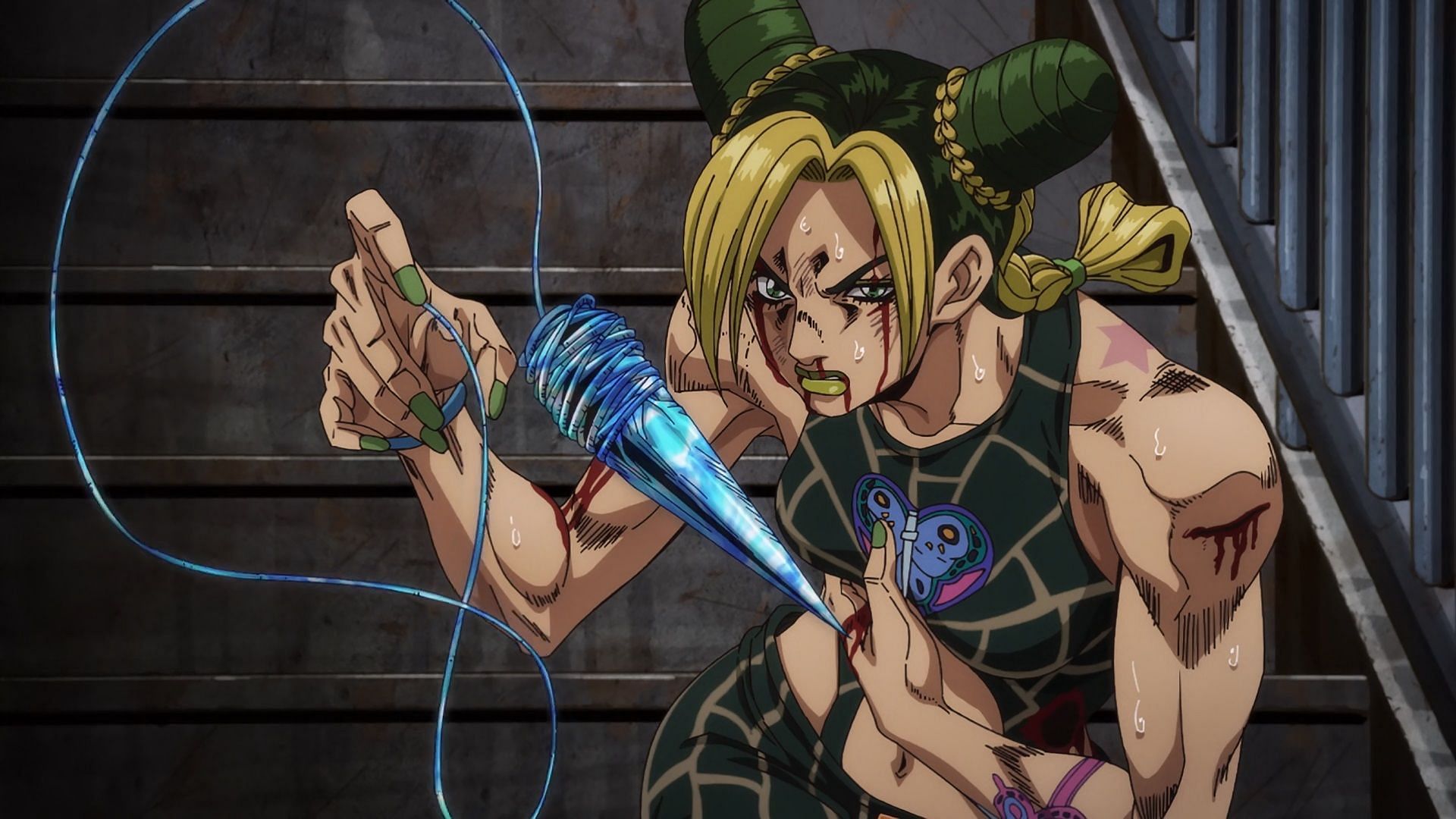 Jolyne as seen in the Stone Ocean anime (Image via David Productions)
