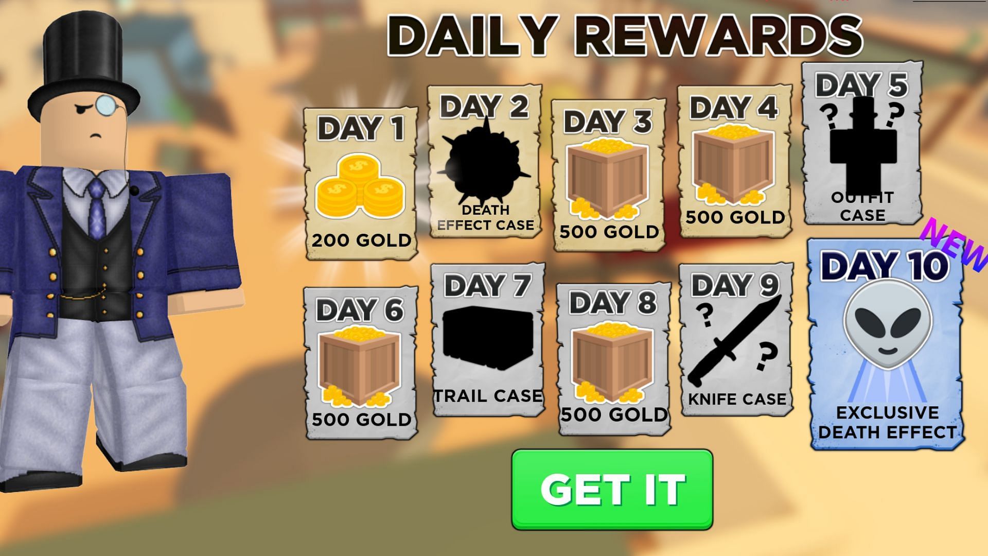 Daily rewards in Shoot Out (Image via Roblox)
