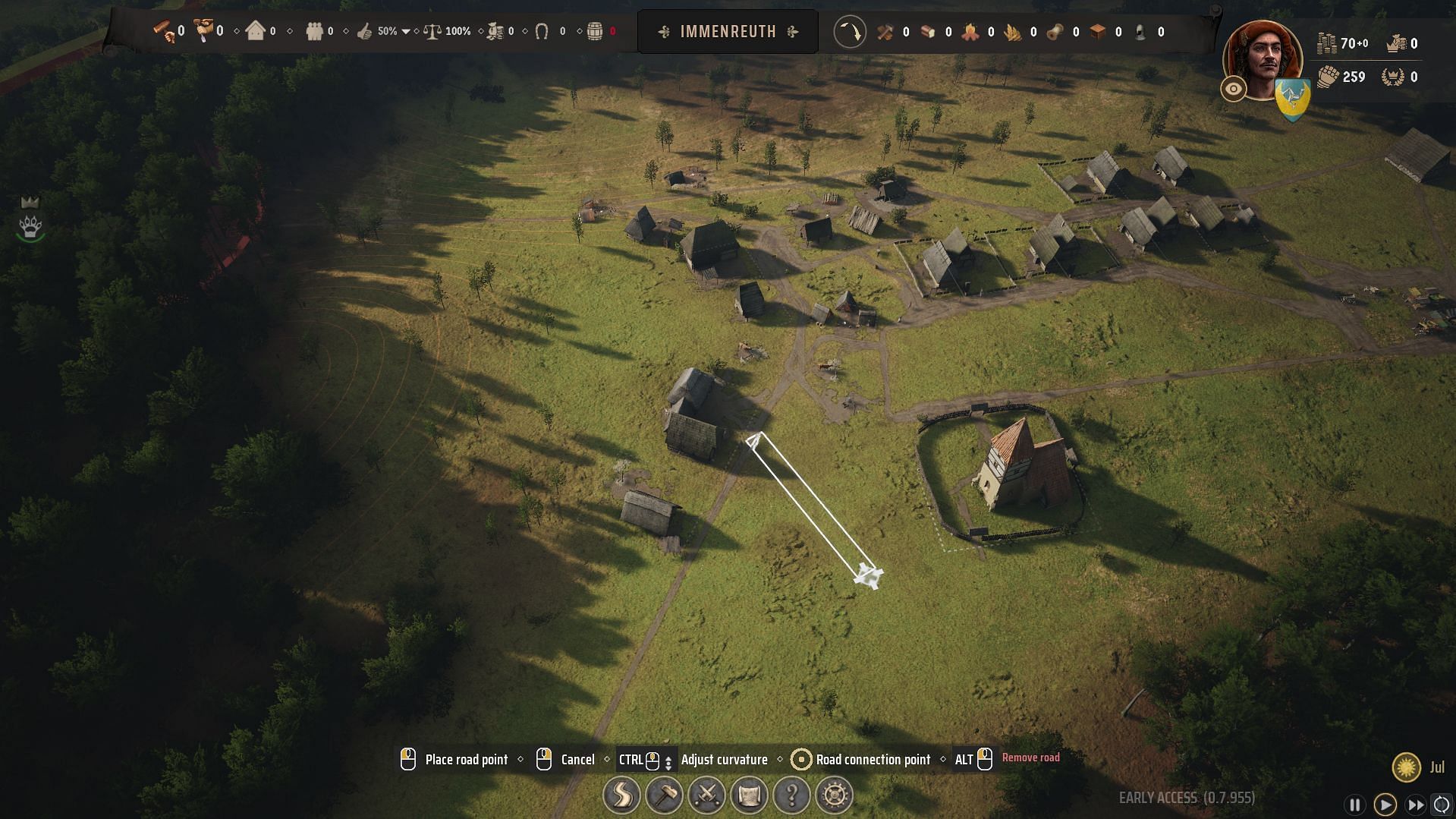 Roads can completely change the look of your settlement in Manor Lords (Image via Slavic Magic)