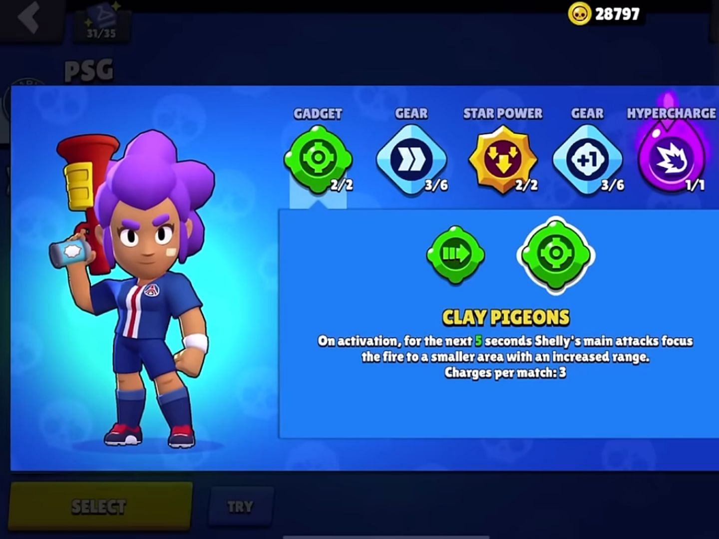 Clay Pigeons Gadget improves Shelly&#039;s effectiveness on the battlefield (Image via Supercell)
