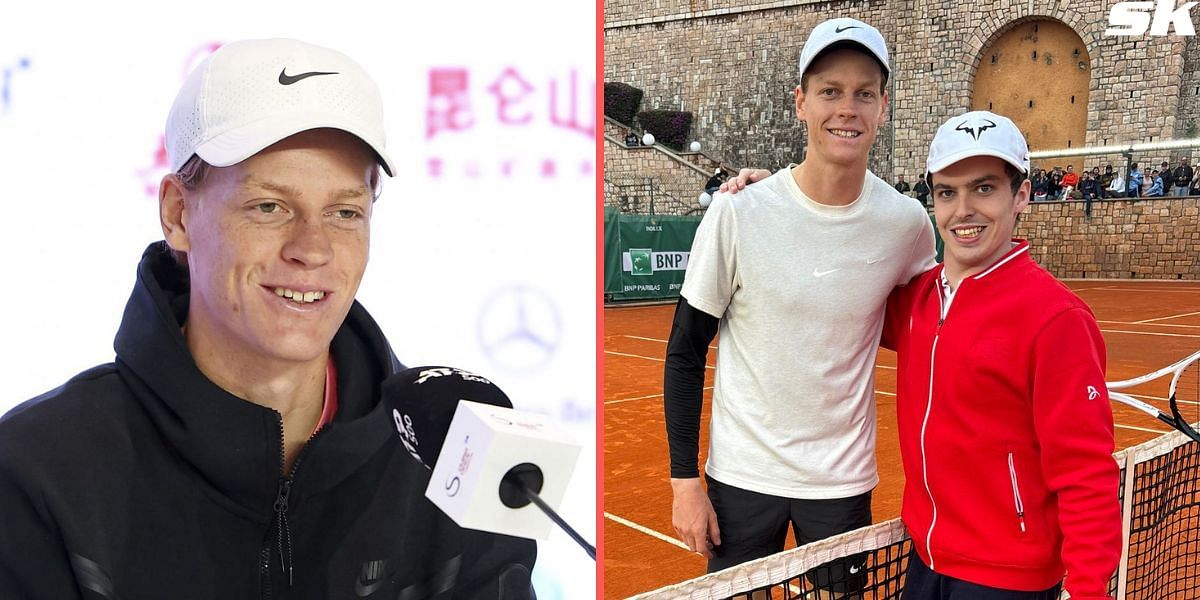 Jannik Sinner engages in a fun practice with a fan suffering from cerebral palsy
