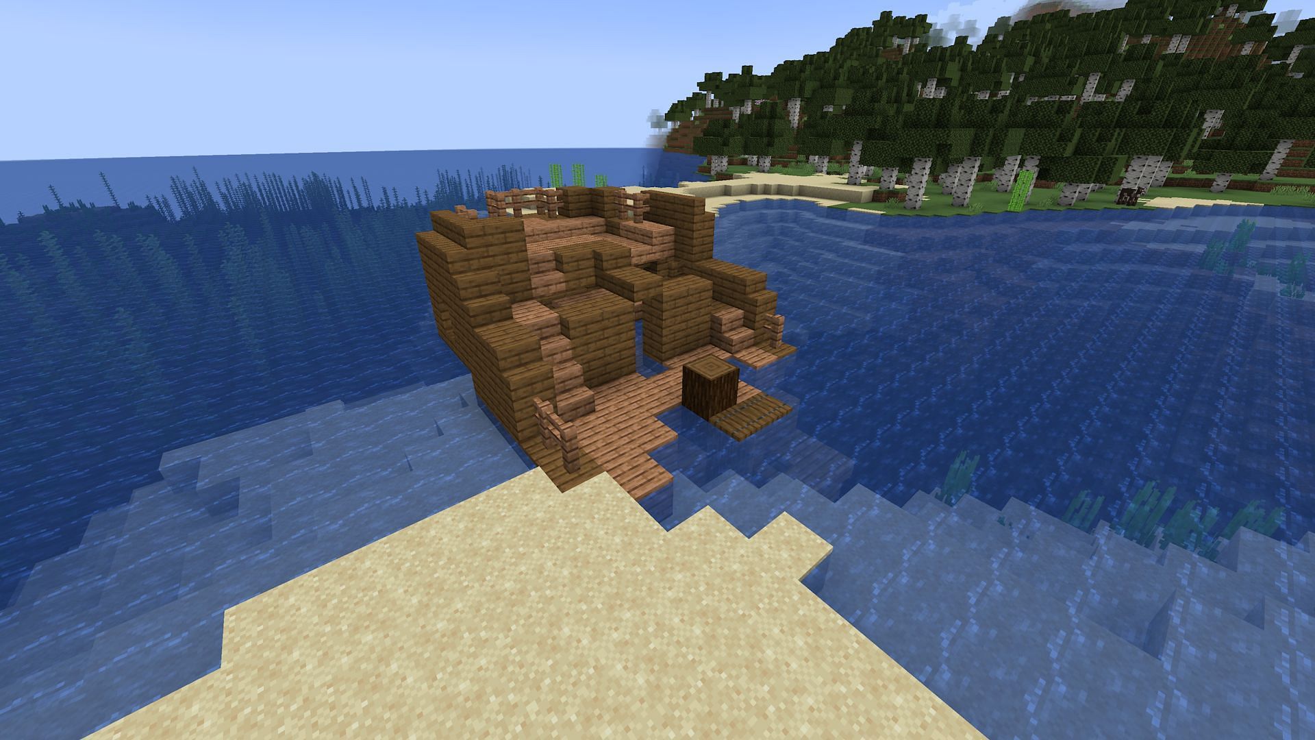 A shipwreck right at the surface (Image via Mojang)
