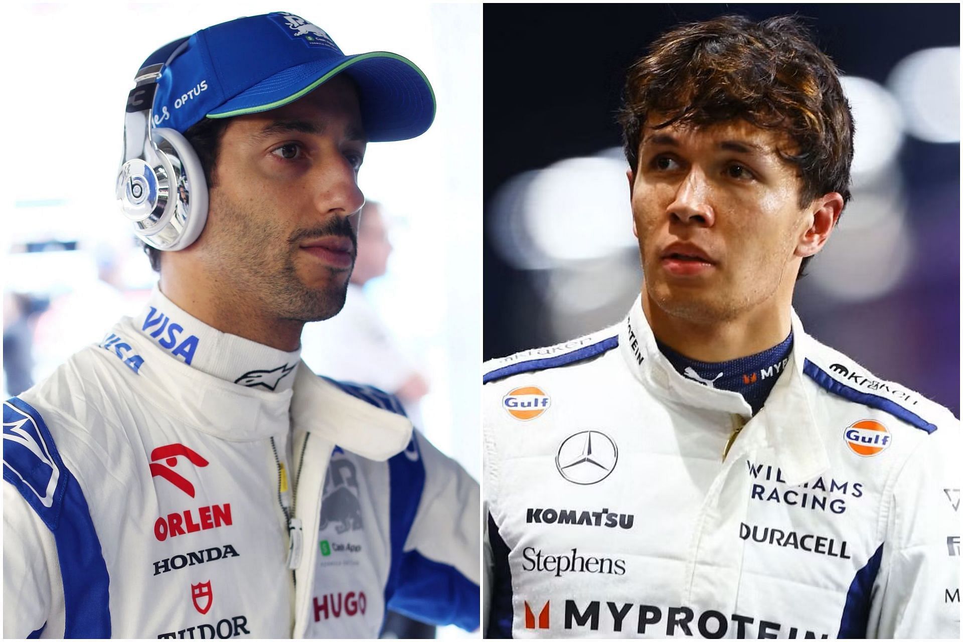 Daniel Ricciardo (L) and Alex Albon (R) (Collage via Sportkseeda)