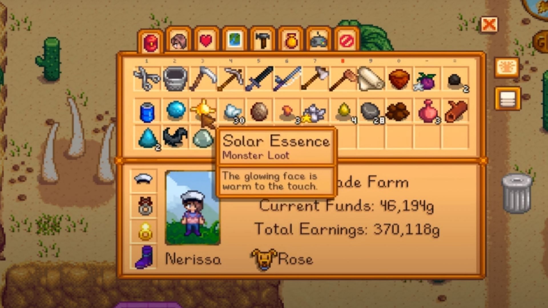 Solar Essence can be farmed by slaying monsters or purchasing from Krobus (Image via ConcernedApe &amp; YouTube/Glitchiee)