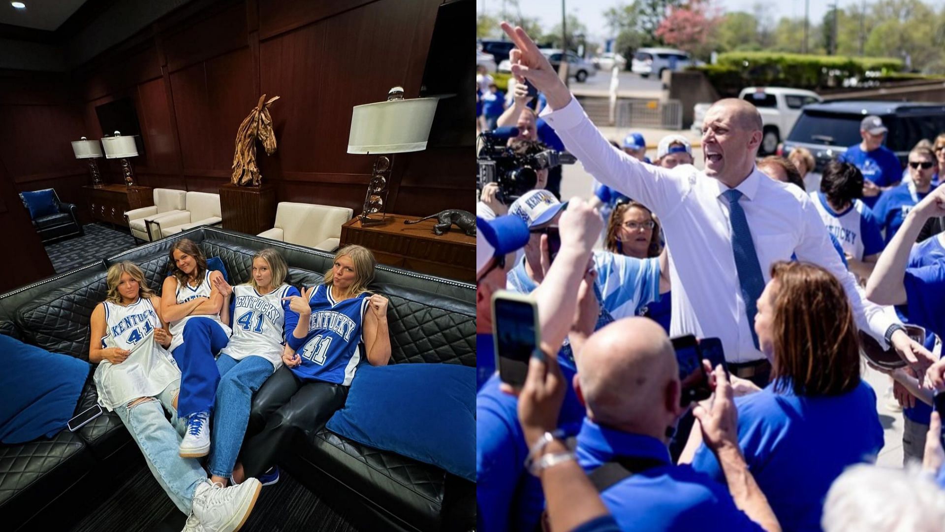 Kentucky Wildcats coach Mark Pope and his four daughters 