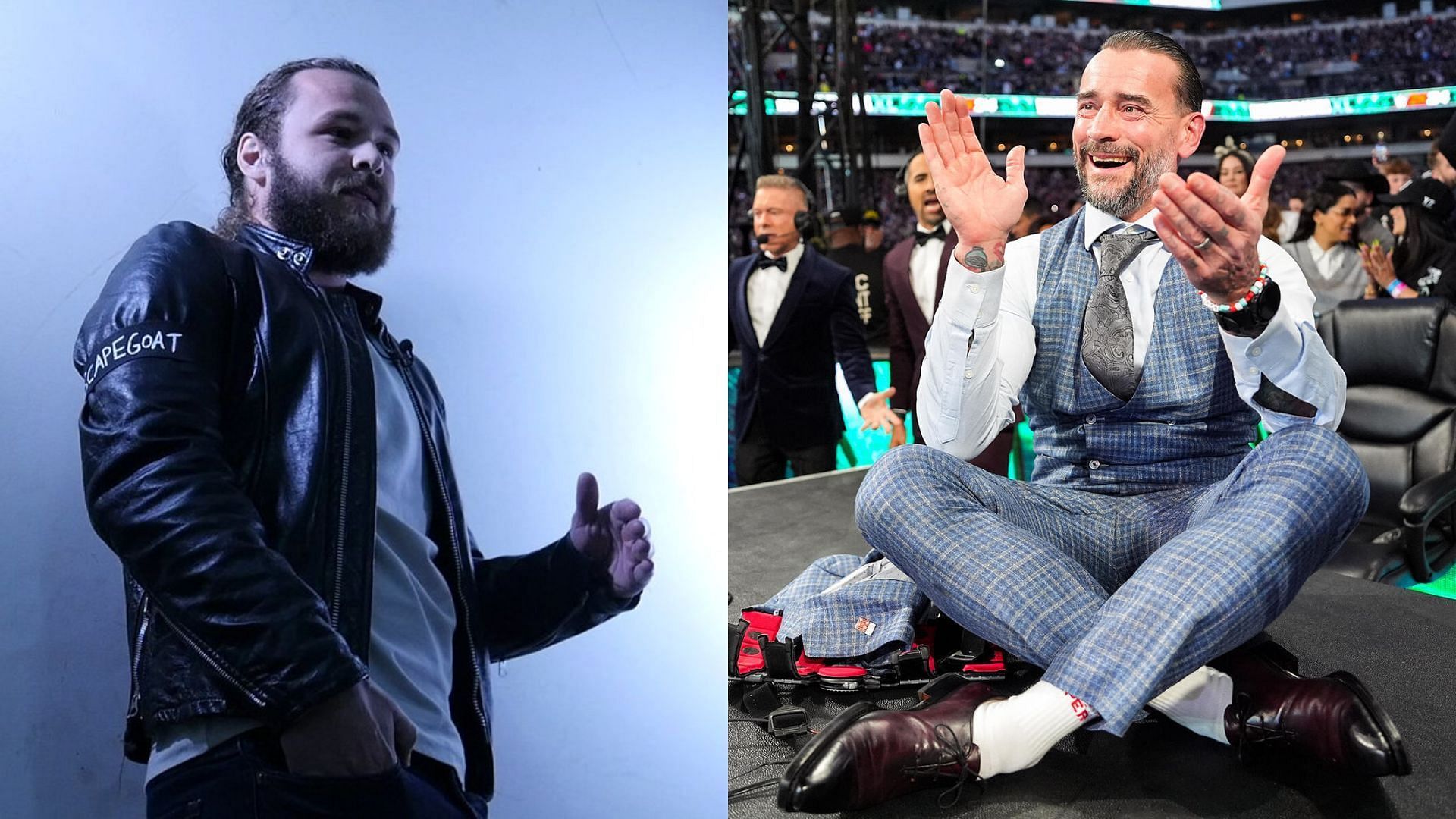 Jack Perry and CM Punk got into a scuffle at All In 2023 [Photo courtesy of WWE and NJPW