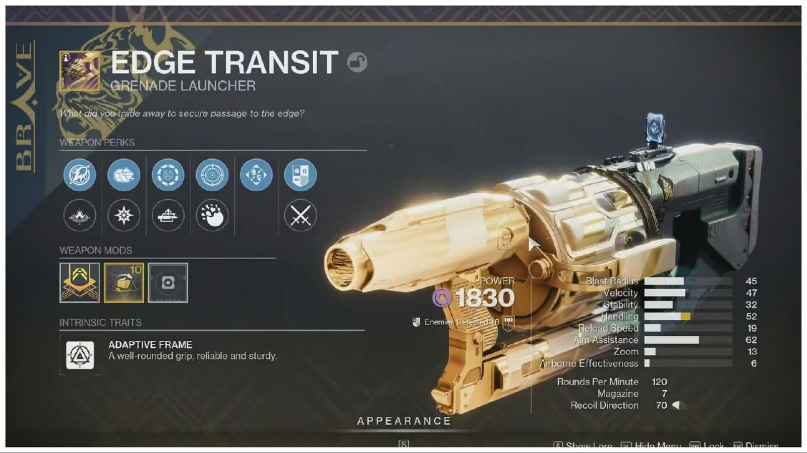 Edge Transit god roll guide for Destiny 2 PvE and PvP