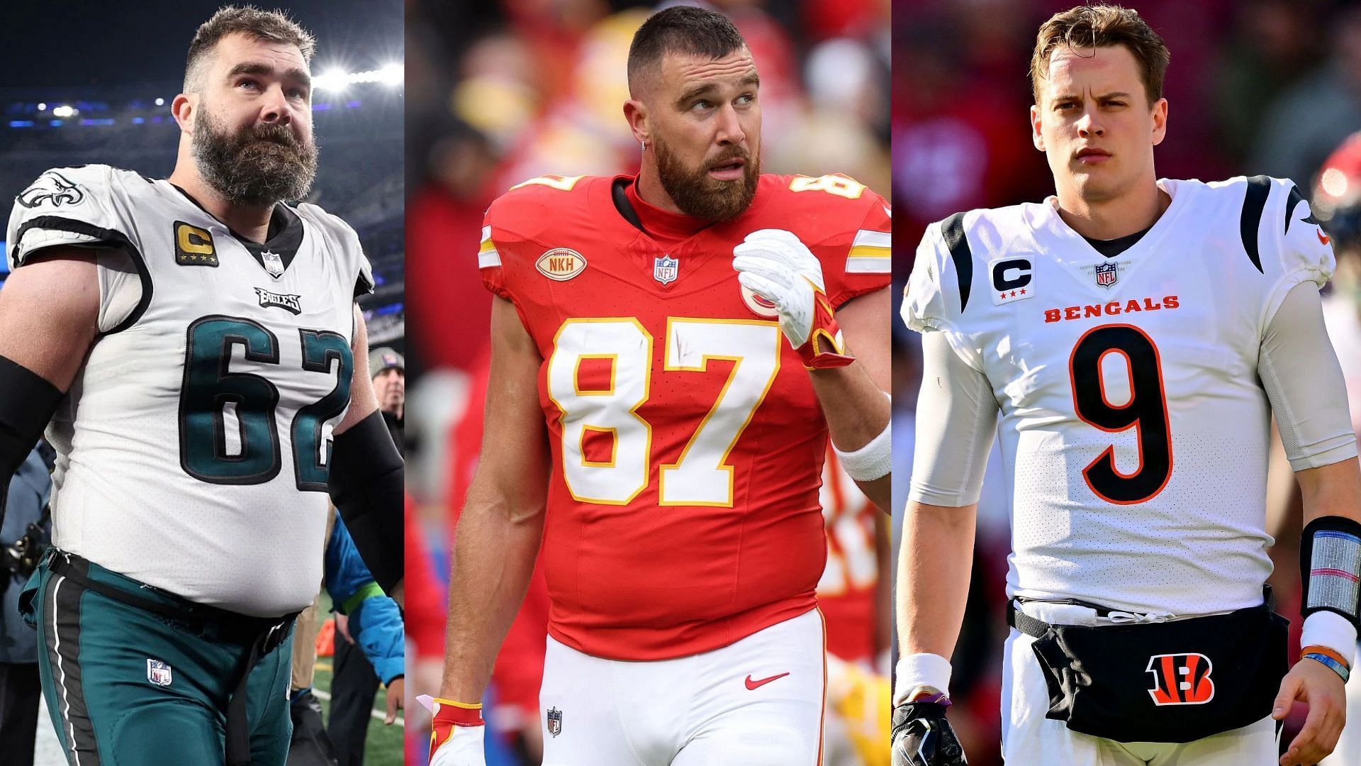 Jason Kelce, Travis Kelce, and Joe Burrow