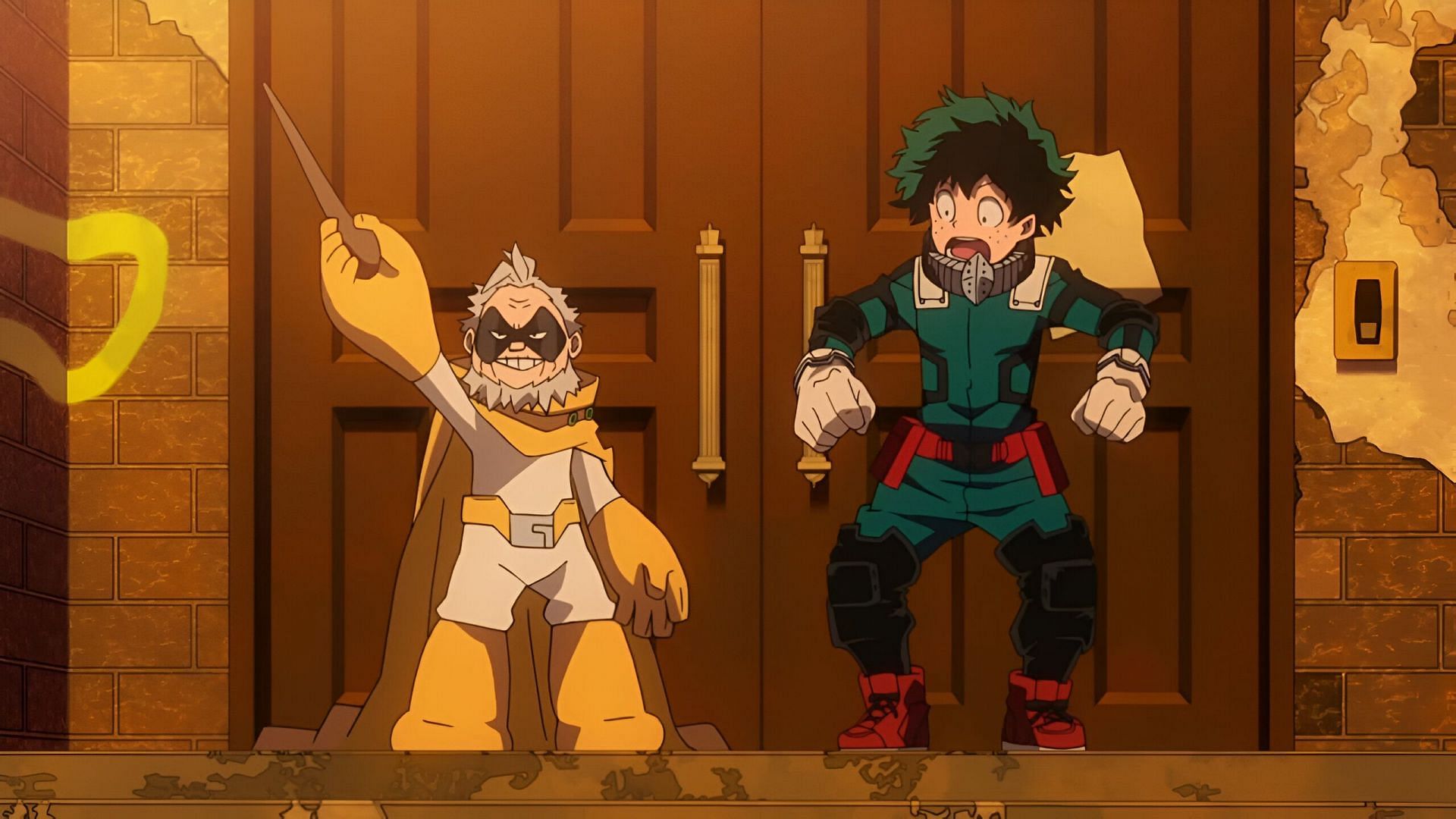 All Might&#039;s mentor (left) and Deku (right) (Image via Bones)