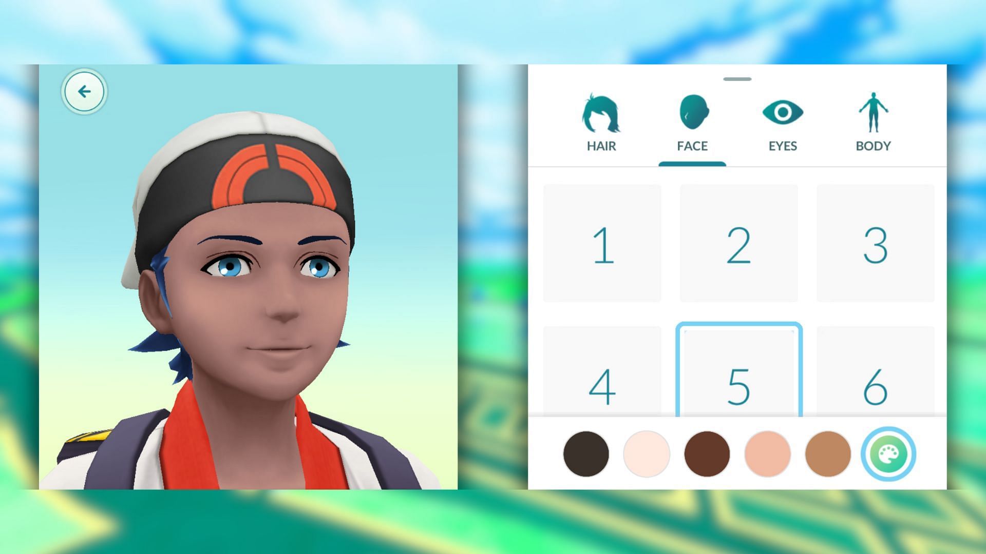 Face presets available in the game (Image via The Pokemon Company)